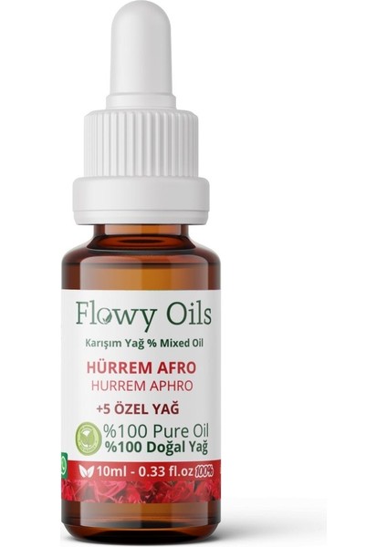 Flowy Oils Flowy Hürrem Afro Doğal Özel Bakım Yağı %100 Saf Karışım Hürrem Aphro Mixed Oil 10 ml