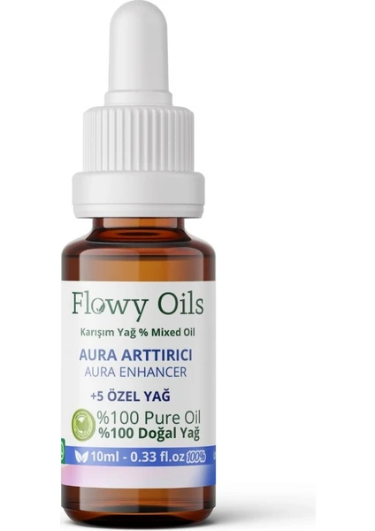 Flowy Oils Flowy Aura Arttırıcı  Doğal Özel Bakım Yağı %100 Saf Karışım Aura Enhancer Mixed Oil 10 ml