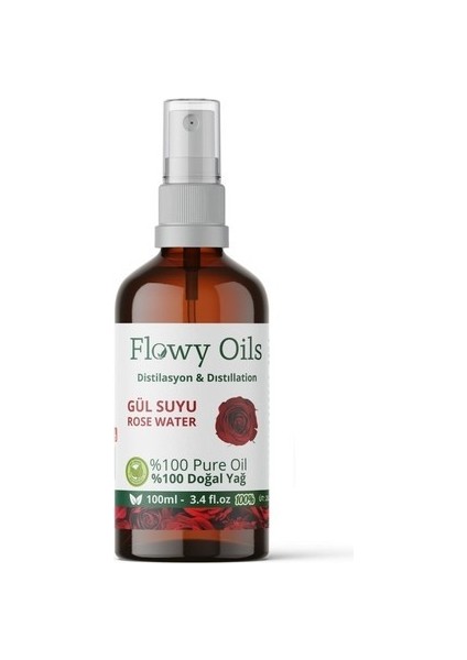 Gül Suyu Cam Şişe %100 Tam Saf Doğal Yağlı Distilasyon Hidrosöl Suyu Rose Hydrosol 100ML