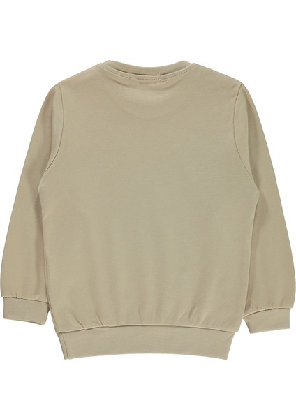 Erkek Çocuk Bej Sweatshirt 2-5 Yaş Bisiklet Yaka Düz Renk Truvakar Kol fiyatları