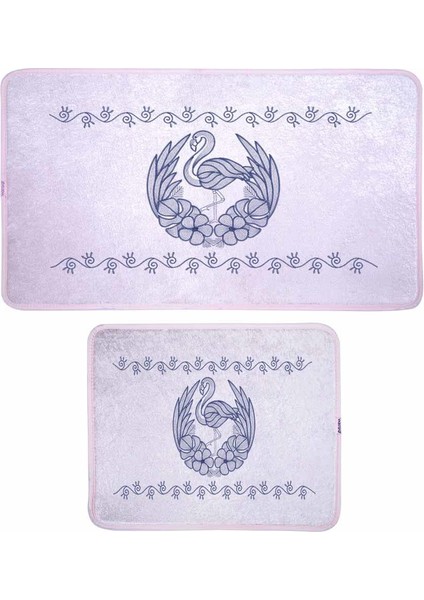 Flamingo Desen 2'li Banyo Paspas Takımı