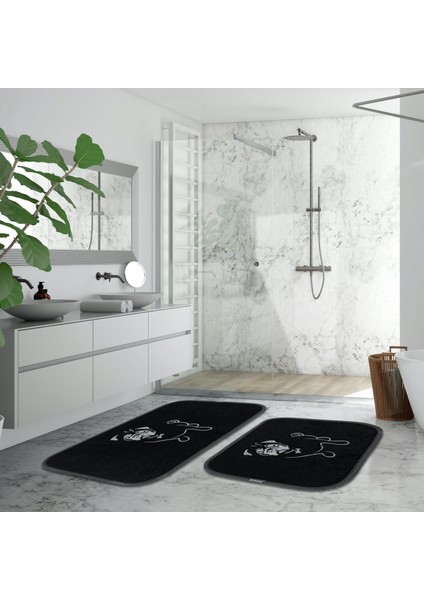 Köpekli Desen 2li Banyo Paspas Takımı