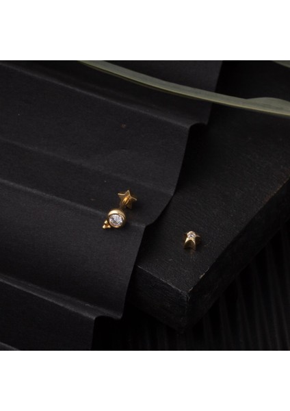 14 Ayar Altın Göz Tektaş Tragus Küpe