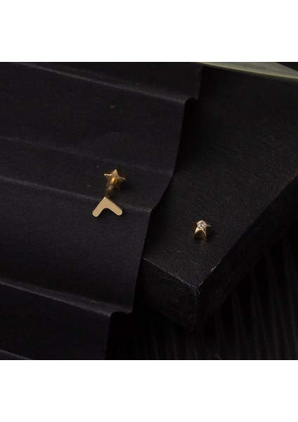 14 Ayar Altın Tragus Piercing Küpe