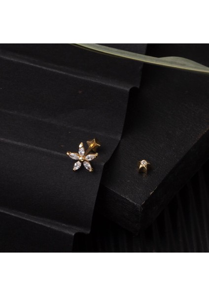 14 Ayar Altın Yıldızlı Tragus Küpe