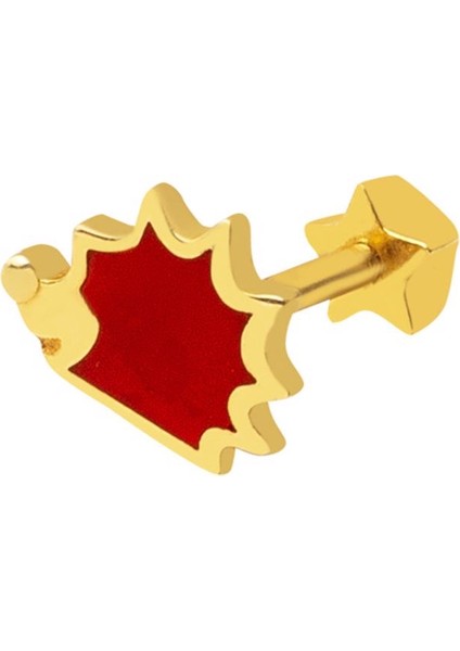 14 Ayar Altın Kırmızı Tragus Küpe