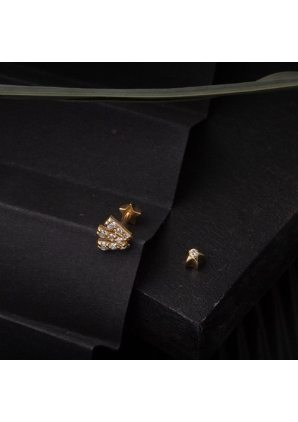 14 Ayar Altın Tragus Piercing Küpe modelleri