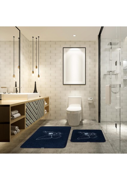 Kelebek Desen 2li Banyo Paspas Takımı