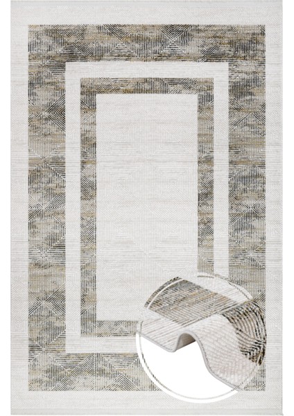 Bernetta Antrasit Geometrik Makine Salon Halısı Yolluk