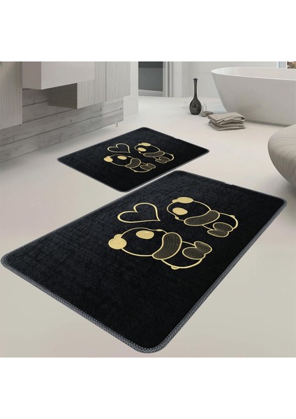 Panda Desen 2li Banyo Paspas Takımı