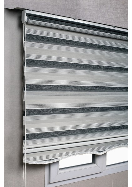 Etekli Premium Çift Renk Siyah-Gri Ev-Ofis Zebra Stor Perdeler fiyatları