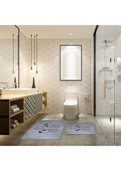 Panda Desen 2li Banyo Paspas Takımı