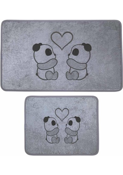 Panda Desen 2li Banyo Paspas Takımı