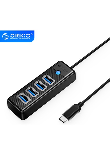 Type-C To 4 Portlu Usb3.0 5gbps Çoklu USB Bağlantı Noktası Çoklayıcı Hub, 15CM, Siyah, PW4U-C3-015-BK