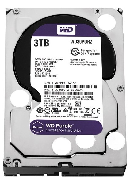 3tb Purple 3.5 64MB Sata 6gb/s 7/24 WD30PURZ