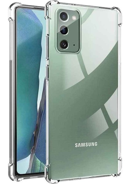 Samsung Galaxy Note 20 Shock Absorbing Darbe Emicili Şeffaf Silikon Kılıf