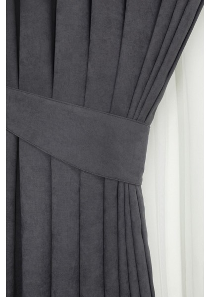 Antrasit Gri Petek Kadife Dokulu Fon Perde Düz Dikişli Ekstrafor Büzgü 1.sınıf Kalite modelleri
