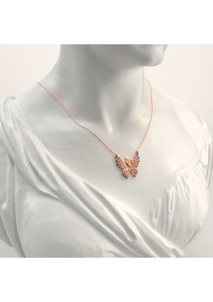 Kelebeğin Rüyası Aqua Geçişli Rose Gümüş Kolye fiyatları