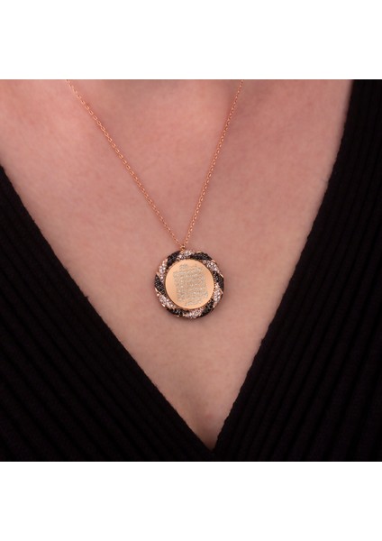 Burgu Çerçeve Ayetel Kürsi Rose Gümüş Kolye modelleri