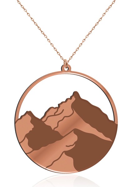 Sade Karlı Dağ Rose Gümüş Kolye