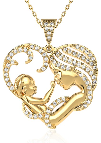 Kalpli Anne Bebek Altın Kaplama Gümüş Kolye