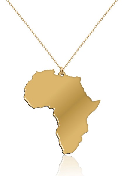 Sade Afrika Kıtası Altın Kaplama Gümüş Kolye