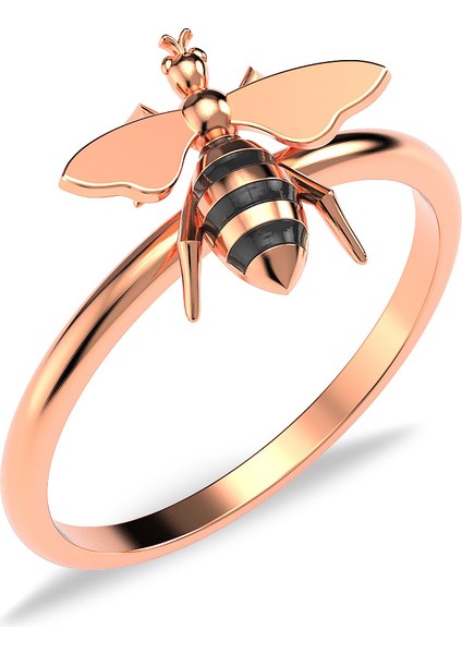 Mineli Arı Rose Gümüş Yüzük