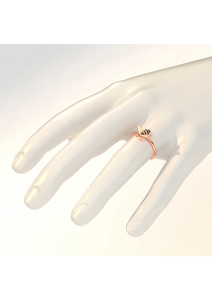 Mineli Arı Rose Gümüş Yüzük fırsatları