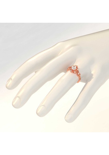 Kare Tek Taş Dantel Pırlanta Montür Rose Gümüş Yüzük fırsatları