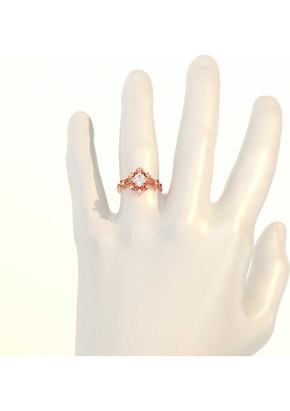 Kare Tek Taş Dantel Pırlanta Montür Rose Gümüş Yüzük indirimleri