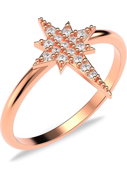 Kutup Yıldızı Rose Gümüş Yüzük