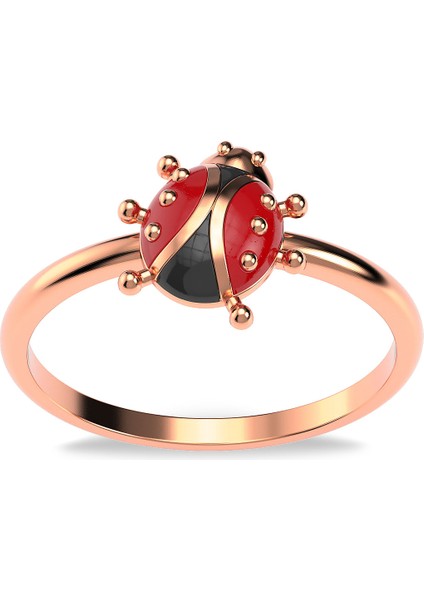 Uğur Böceği Sade Mineli Rose Gümüş Yüzük fiyatları