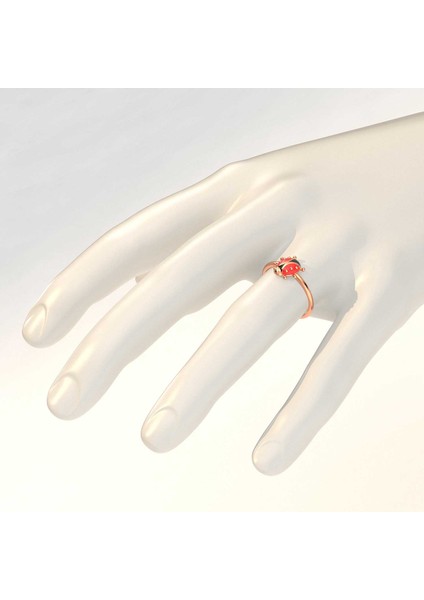 Uğur Böceği Sade Mineli Rose Gümüş Yüzük fırsatları