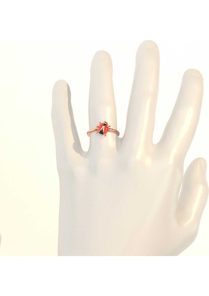 Uğur Böceği Sade Mineli Rose Gümüş Yüzük indirimleri