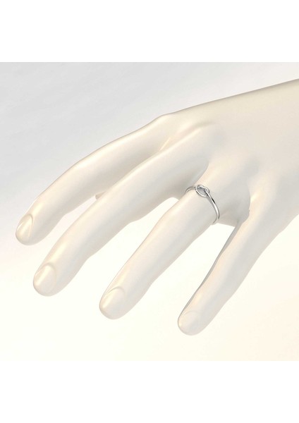 Minimalist Kördüğüm Beyaz Gümüş Yüzük fırsatları