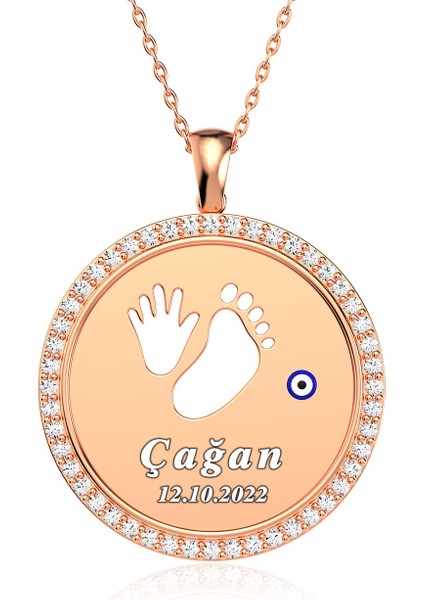 Isimli Ilk Adım Rose Gümüş Kolye