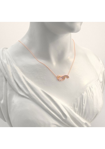 Renkli Gökkuşağı Rose Gümüş Kolye fiyatları