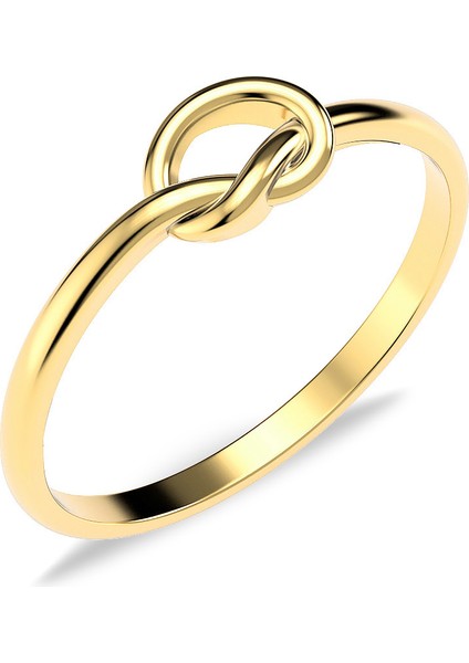 Minimalist Kördüğüm Altın Kaplama Gümüş Yüzük