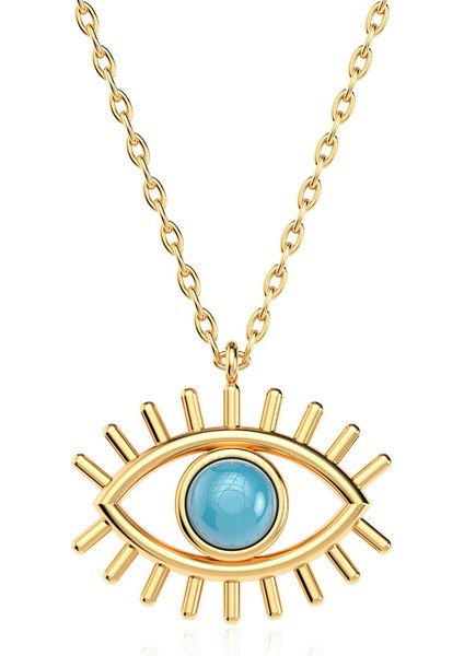 Turkuaz Göz Altın Kaplama Gümüş Kolye