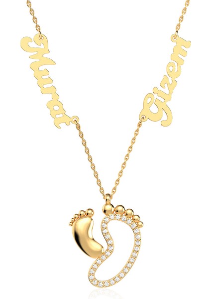 Isimli Bebek Ayak Izi Gümüş Kolye