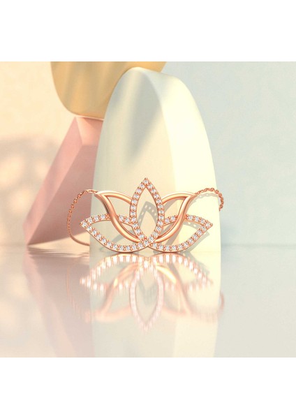 Taşlı Lotus Çiçeği Rose Gümüş Kolye fiyatları