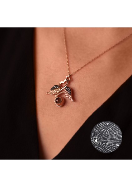 Sevgi Meleği 100 Dilde Seni Seviyorum Rose Gümüş Kolye fırsatları