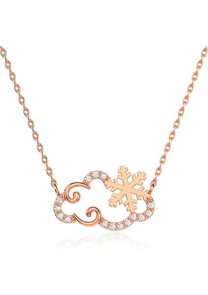 Bulut Kar Tanesi Rose Gümüş Kolye