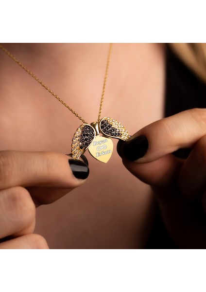 Aşkın Kanatları Isimli Altın Kaplama Gümüş Kolye fırsatları