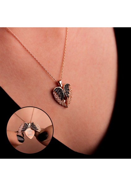 Aşkın Kanatları Gümüş Kolye Rose Altın Kaplama Zirkon Taşlı 925 Ayar fırsatları