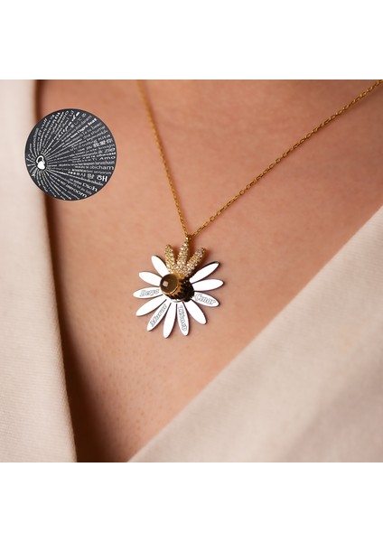 Isimli Papatya 100 Dilde Seni Seviyorum Gümüş Kolye fiyatları