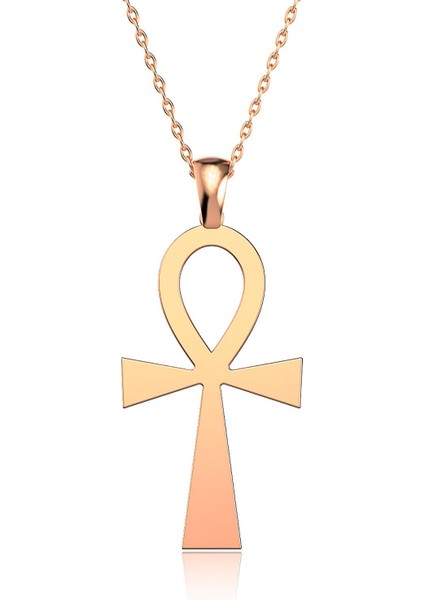 Ankh Antik Mısır Sembolü Rose Gümüş Kolye