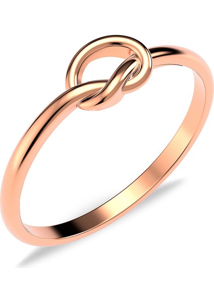 Minimalist Kördüğüm Rose Gümüş Yüzük