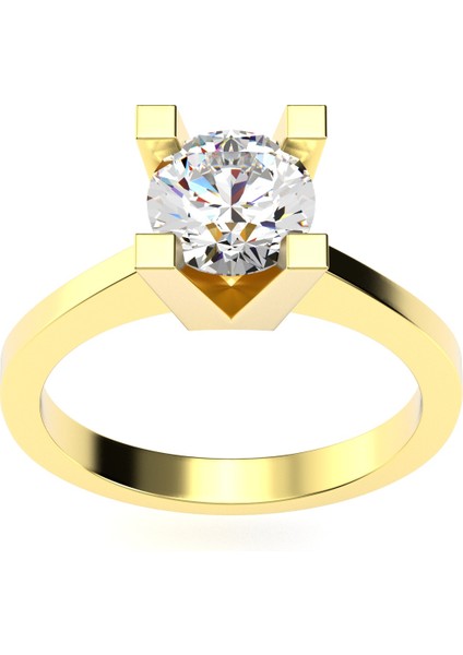 Klasik Tek Taş Pırlanta Montür Altın Kaplama Gümüş Yüzük fiyatları