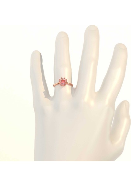 Pembe Taşlı Kedi Patisi Rose Gümüş Yüzük